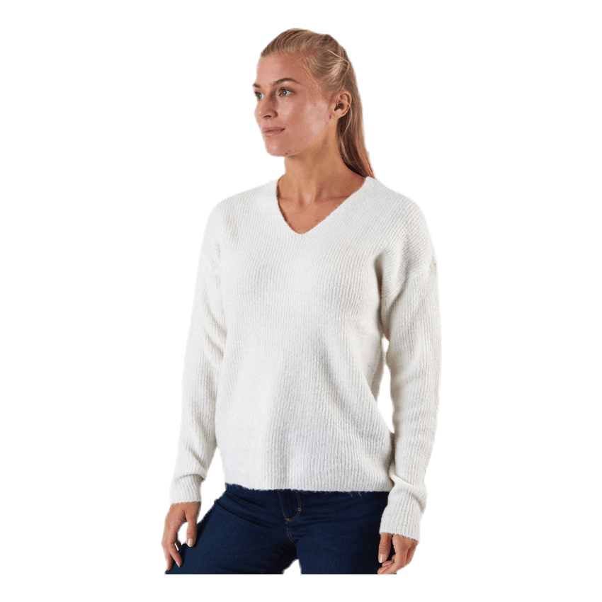 Camilla V-Neck L/S Pullover Knt White