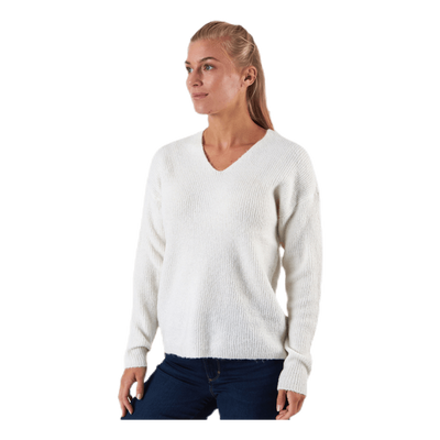 Camilla V-Neck L/S Pullover Knt White