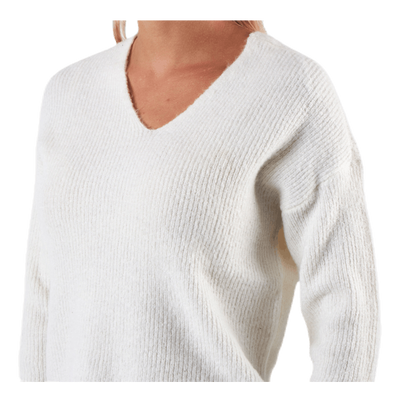 Camilla V-Neck L/S Pullover Knt White