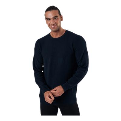 Blacamp Knit Structure Crew Neck Blue