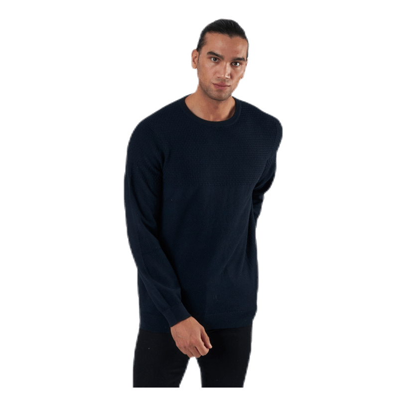 Blacamp Knit Structure Crew Neck Blue