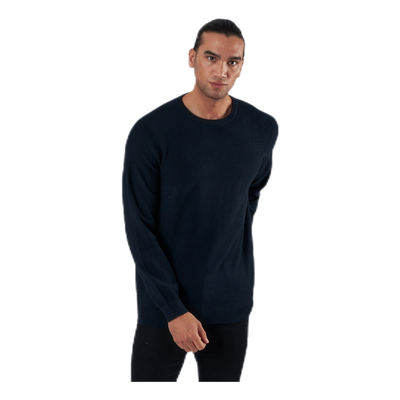 Blacamp Knit Structure Crew Neck Blue