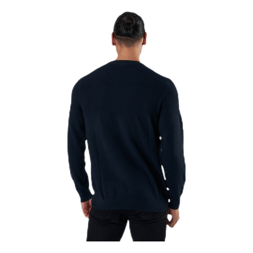 Blacamp Knit Structure Crew Neck Blue