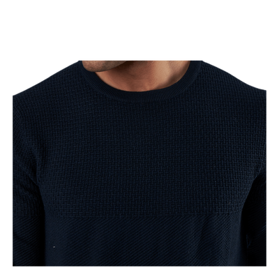 Blacamp Knit Structure Crew Neck Blue