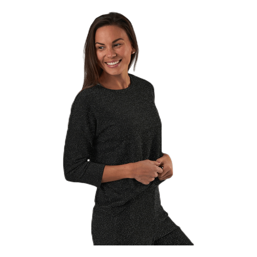 New Queen 3/4 Glitter Top Jrs Black