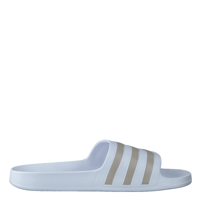 Adilette Aqua Slides Cloud White / Platinum Metallic / Cloud White