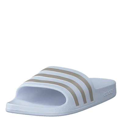 Adilette Aqua Slides Cloud White / Platinum Metallic / Cloud White