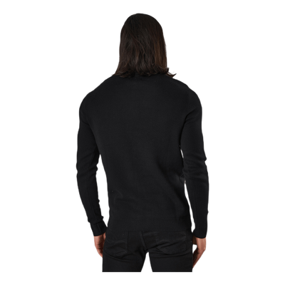 Roy Knit High Neck Zip Black