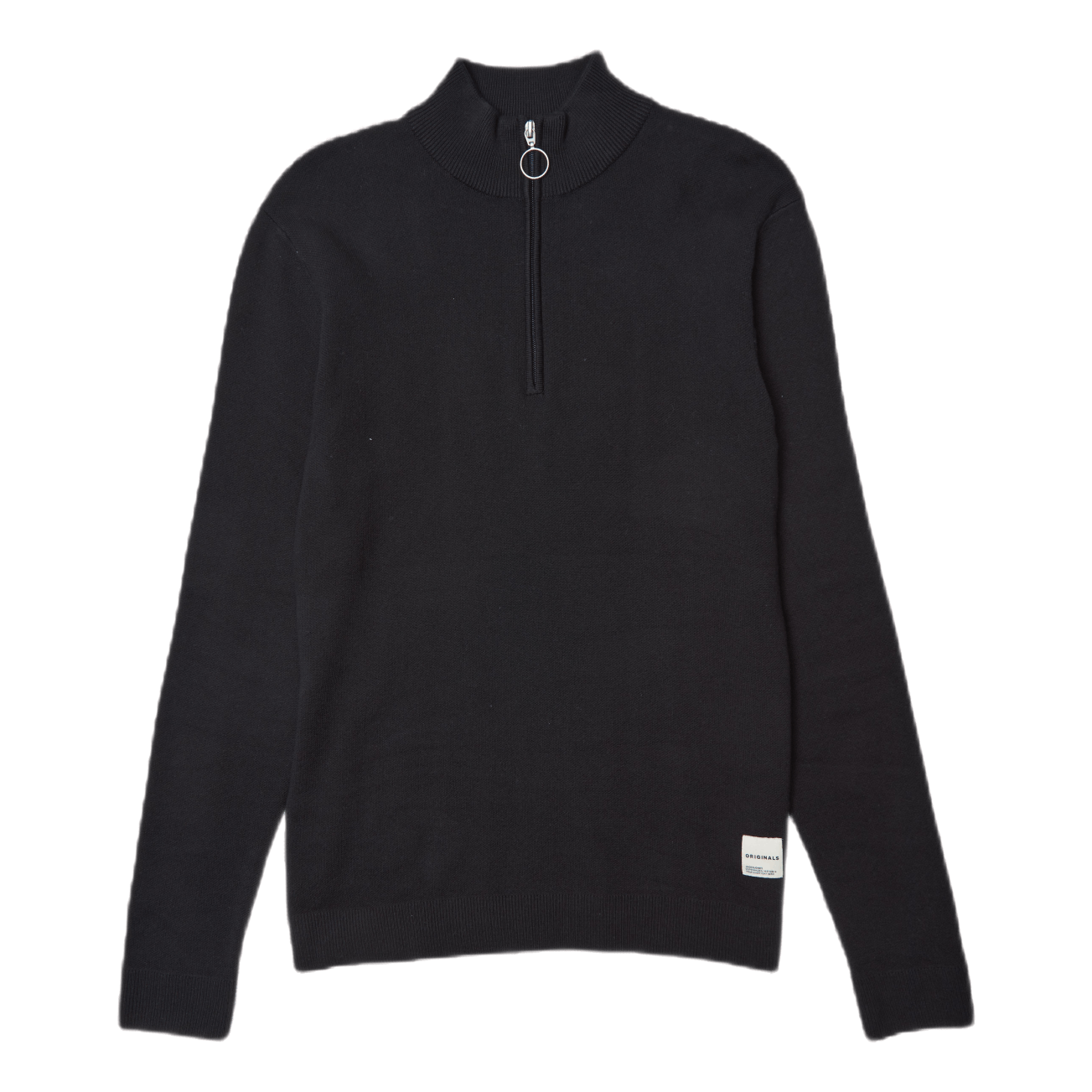Roy Knit High Neck Zip Black