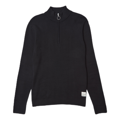 Roy Knit High Neck Zip Black