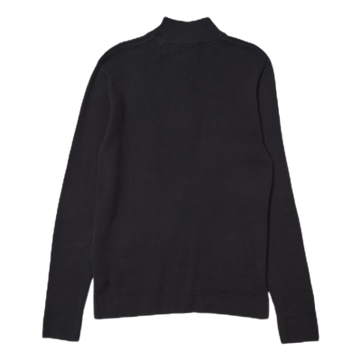 Roy Knit High Neck Zip Black