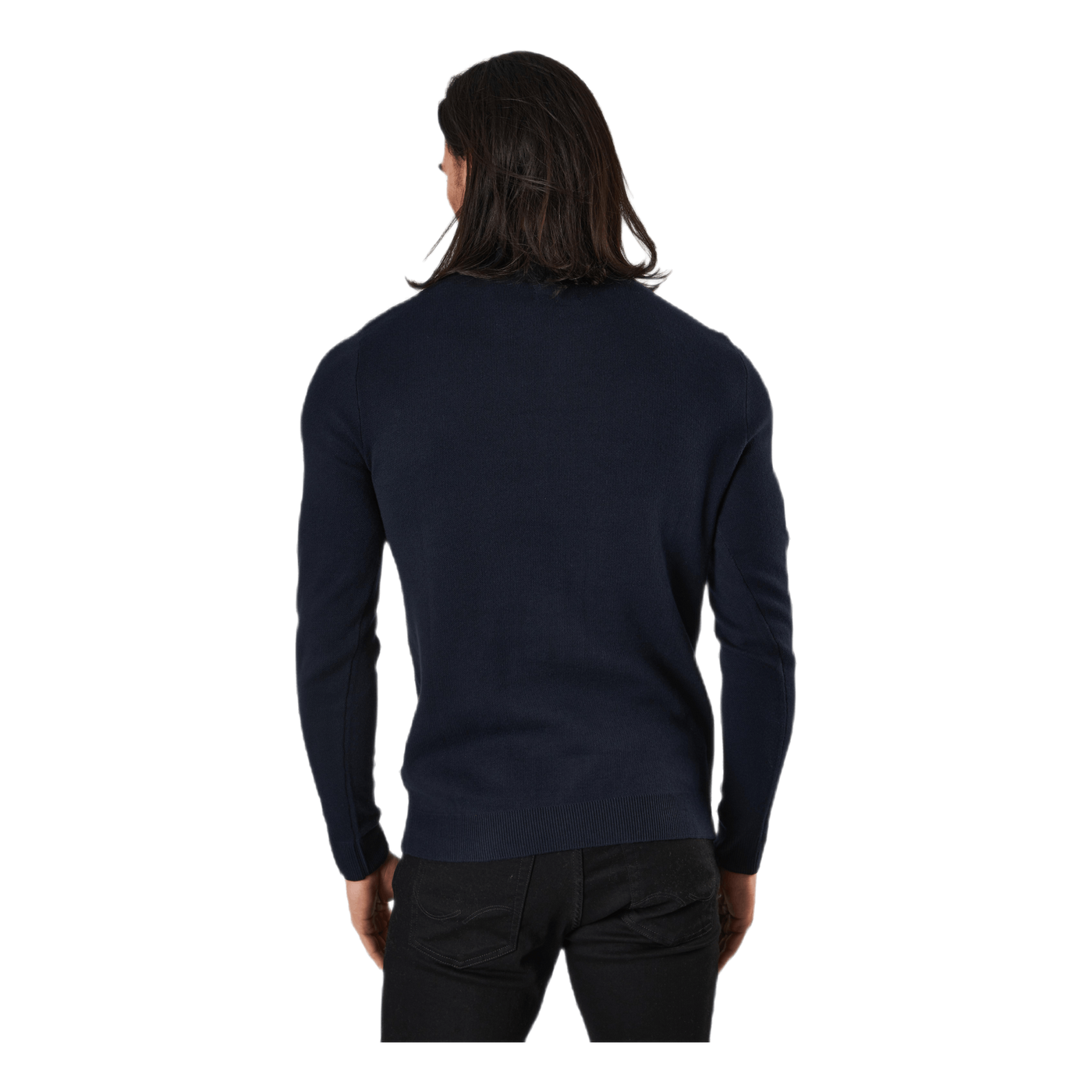 Roy Knit High Neck Zip Navy Blazer