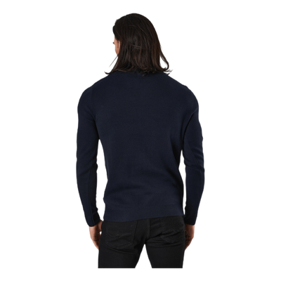 Roy Knit High Neck Zip Navy Blazer