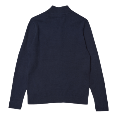 Roy Knit High Neck Zip Navy Blazer