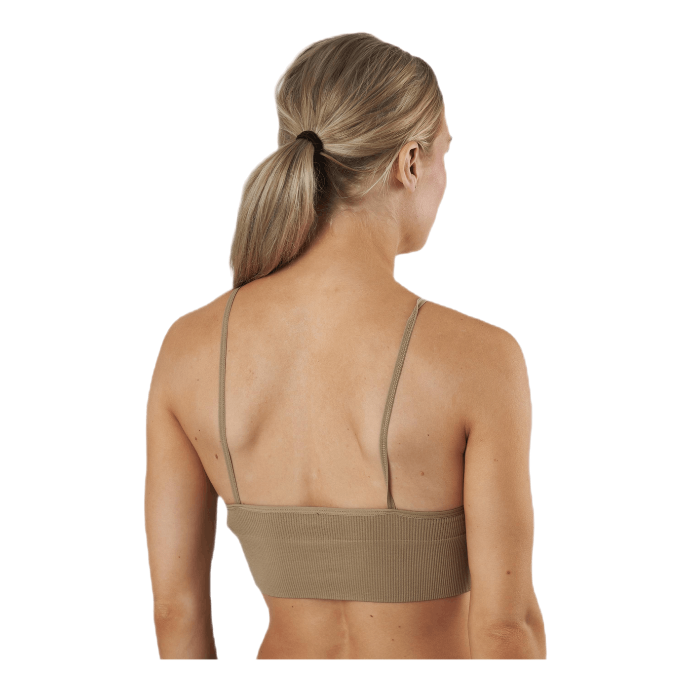 Vicky Rib Seamless V-neck Top Beige