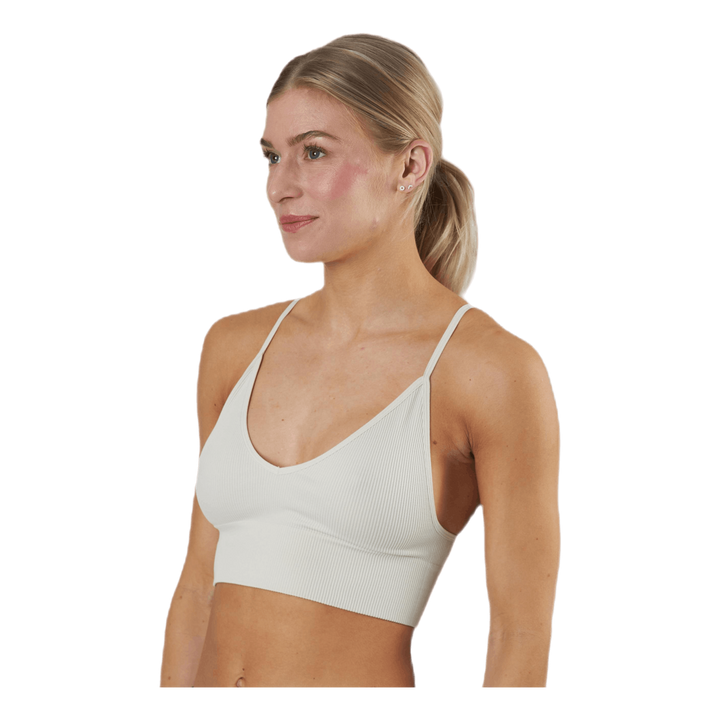 Vicky Rib Seamless V-neck Top Grey