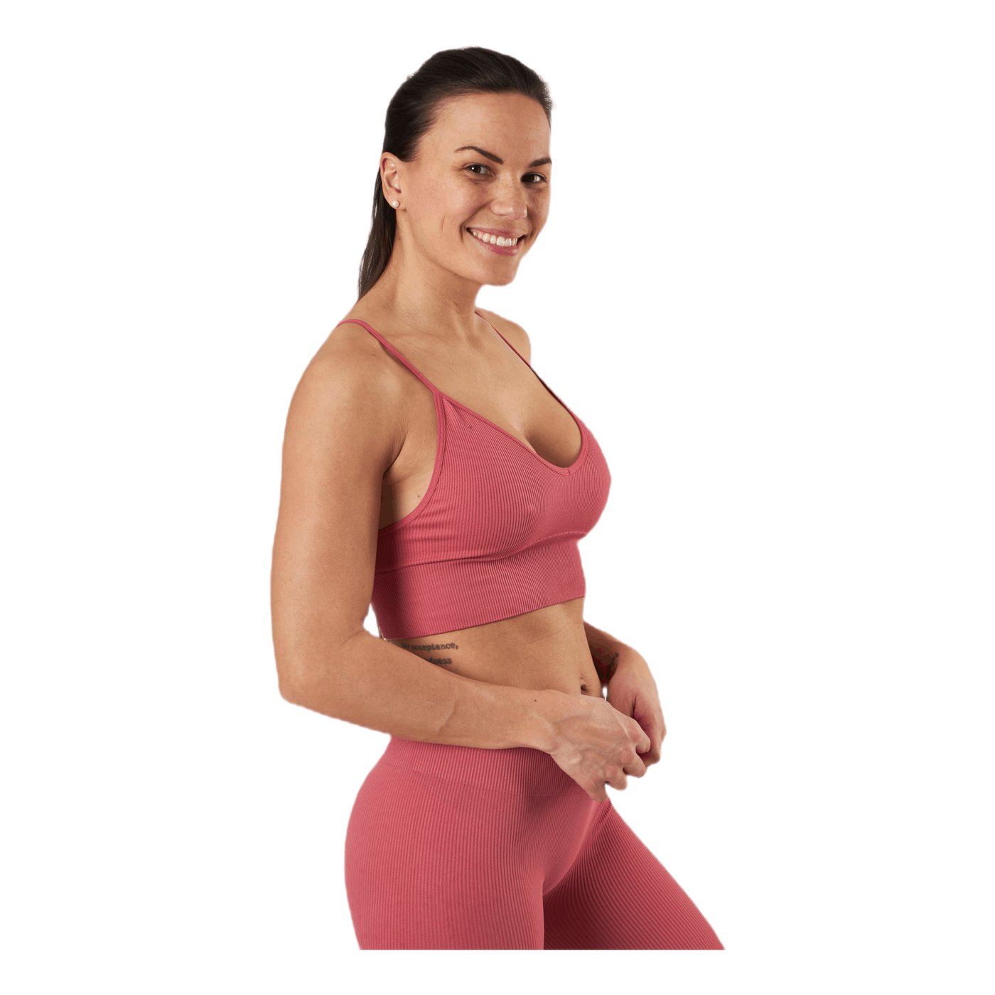 Vicky Rib Seamless V-neck Top Pink