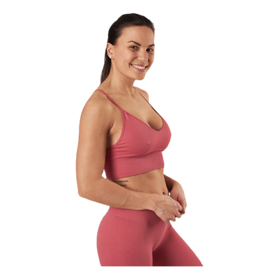 Vicky Rib Seamless V-neck Top Pink