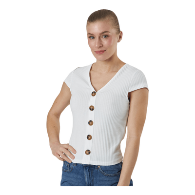Nella S/S Button Top Jrs White
