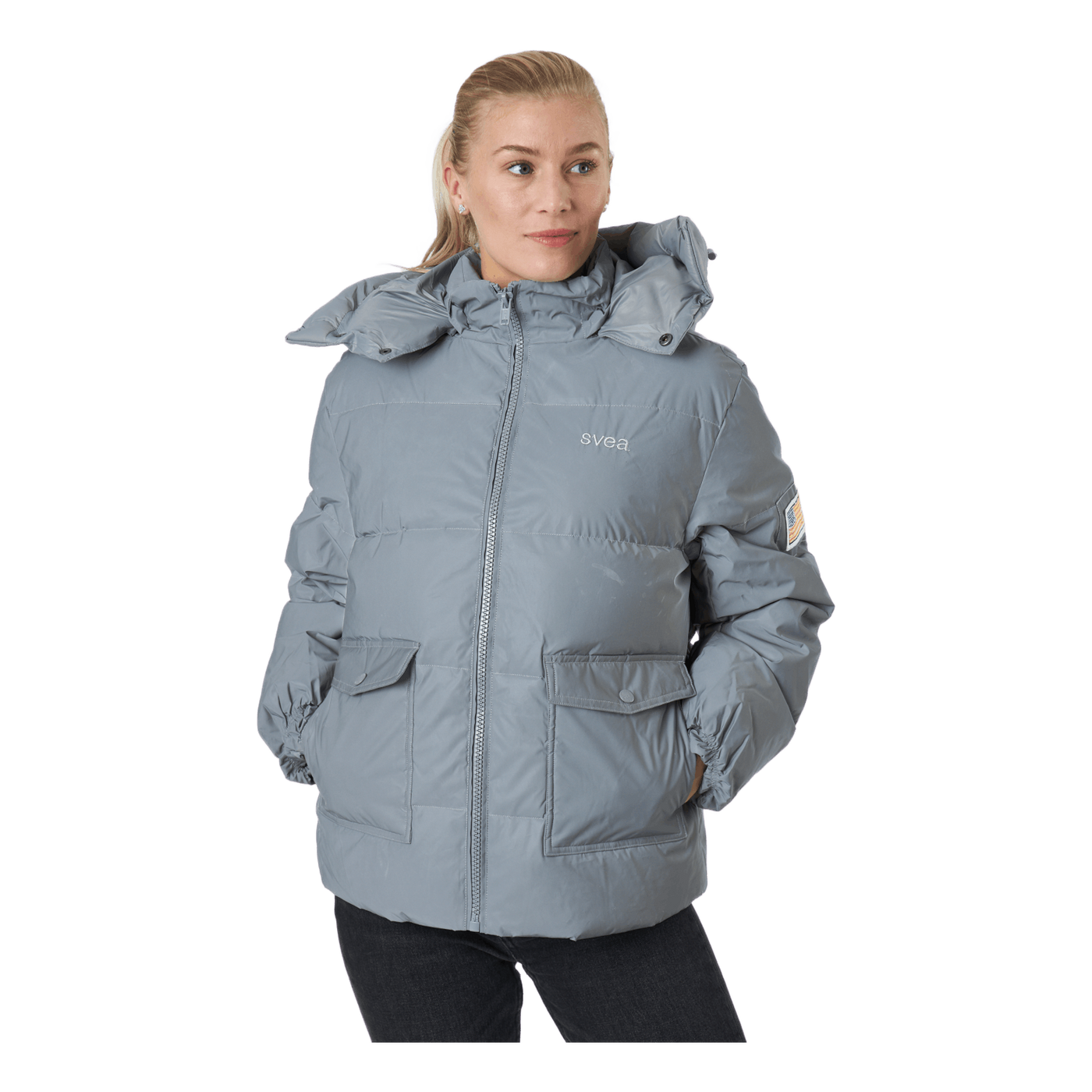 W. Hooded Reflective Puffer Ja Silver