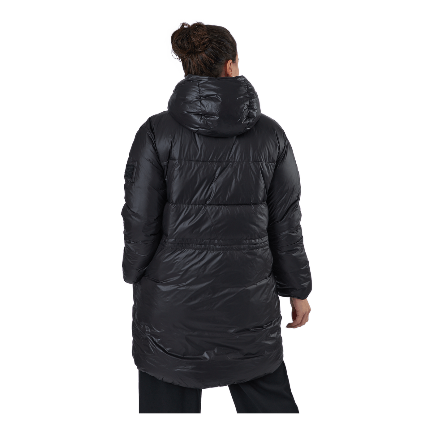 W. Mid Length Shiny Jacket Black