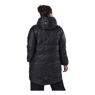 W. Mid Length Shiny Jacket Black