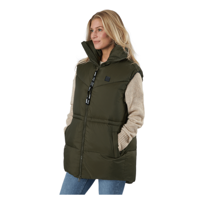 W. Generous Hip Length Vest Dark Army