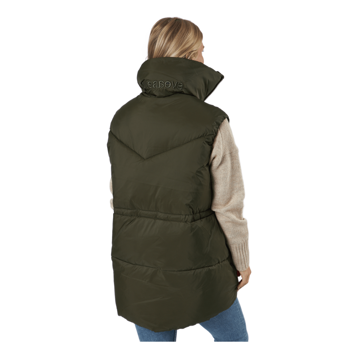 W. Generous Hip Length Vest Dark Army