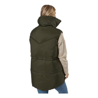 W. Generous Hip Length Vest Dark Army