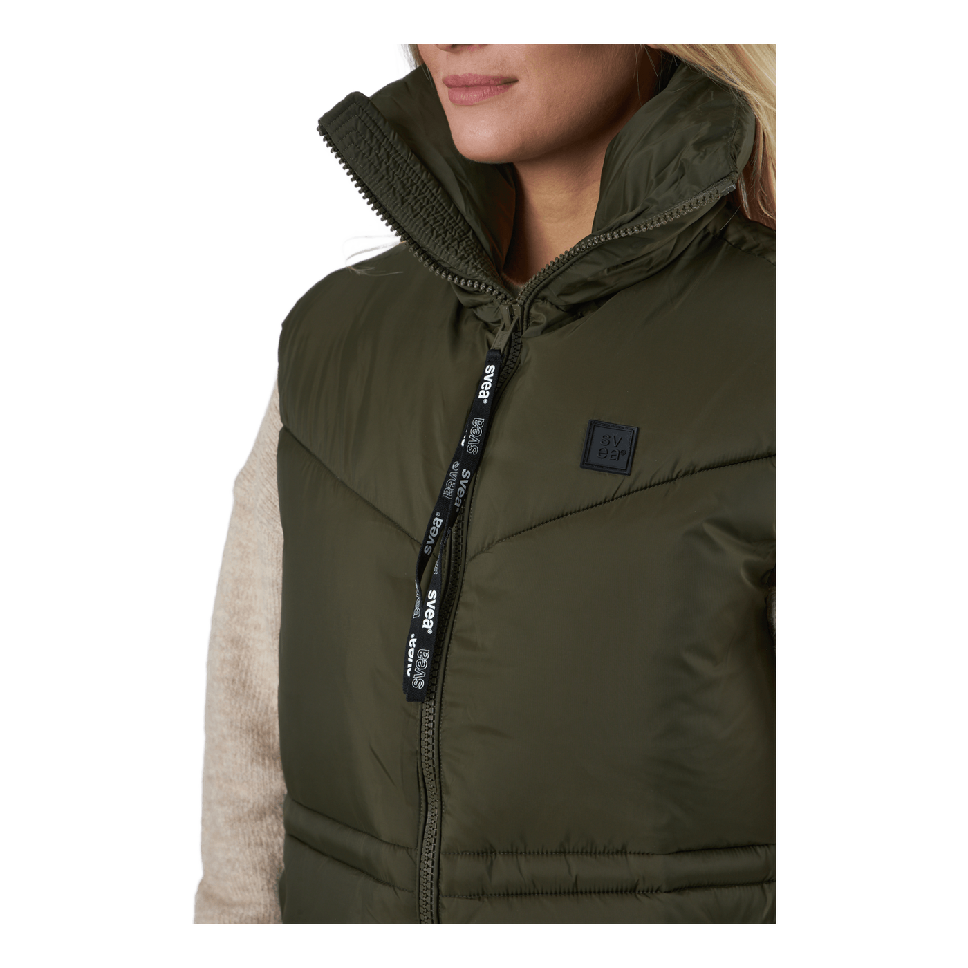W. Generous Hip Length Vest Dark Army