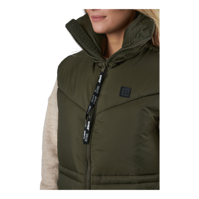 W. Generous Hip Length Vest Dark Army