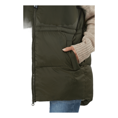 W. Generous Hip Length Vest Dark Army