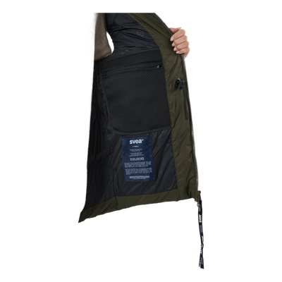 W. Generous Hip Length Vest Dark Army