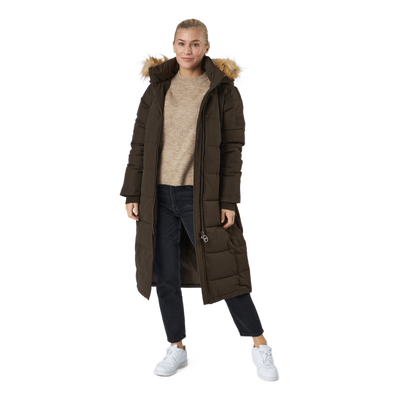 W. Long Slim Padded Parka Brownie Bit