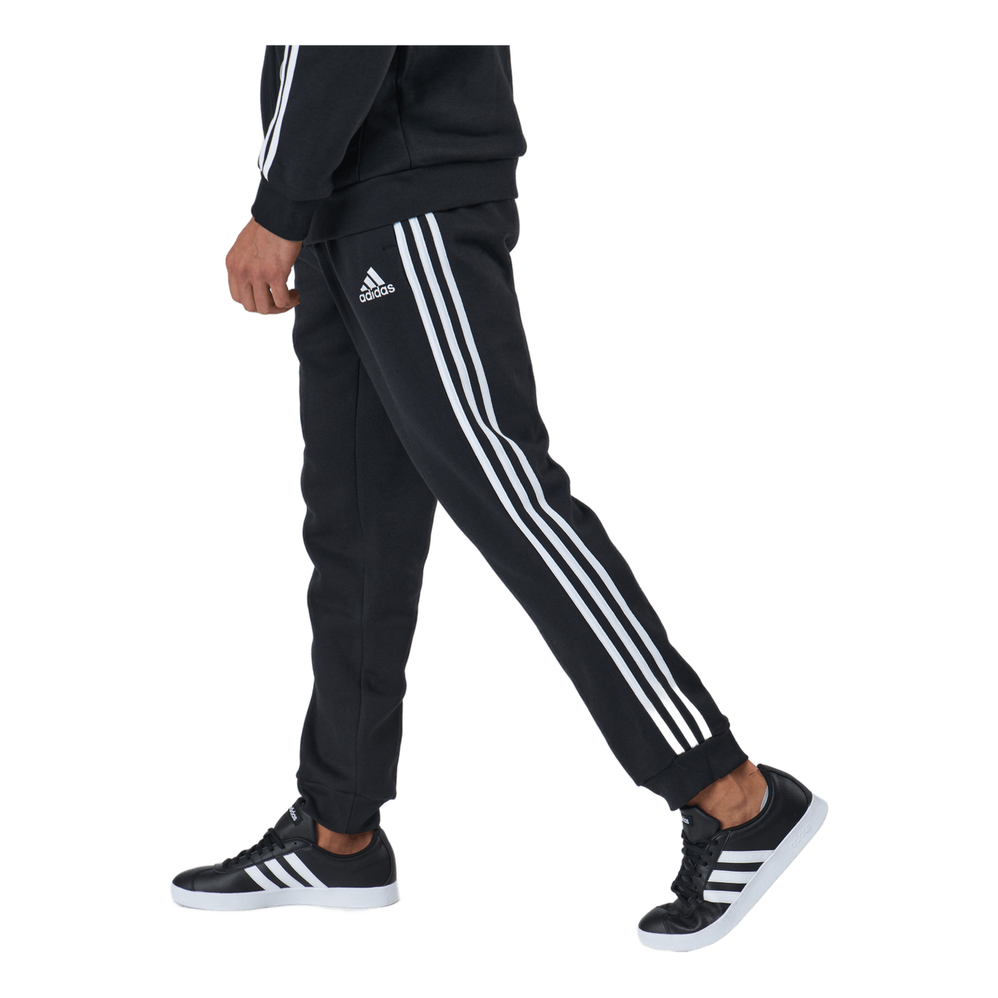 Essentials Tapered Cuff 3 Stripes Pants Black / White