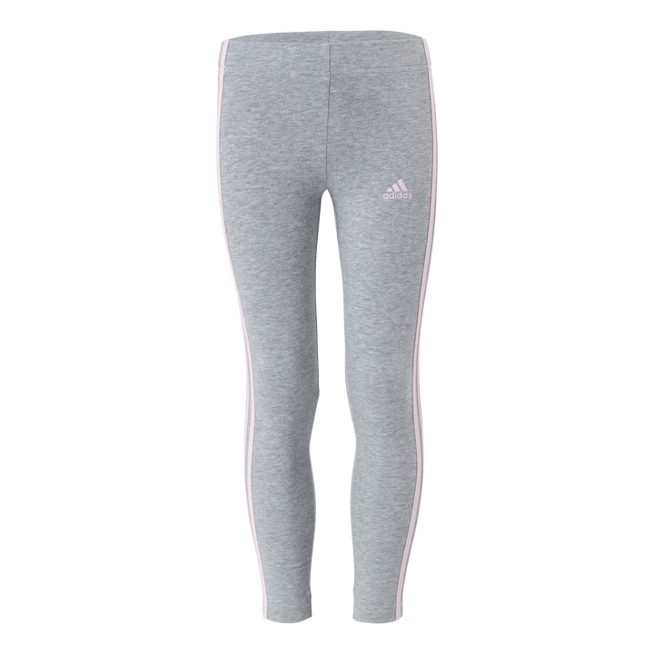 Adidas Girls Essentials 3 Stripes Leggings Medium Grey Heather / Clear Pink