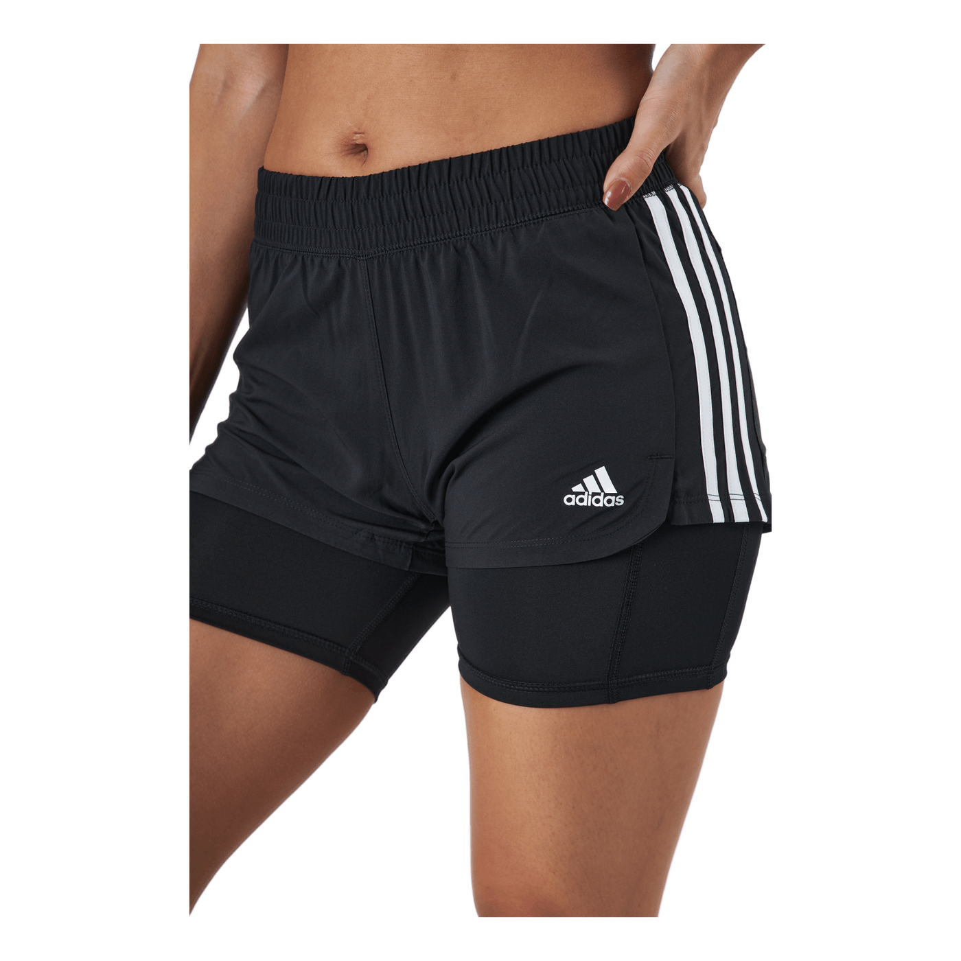 Pacer 3 Stripe Woven 2 In 1 Short Black / White