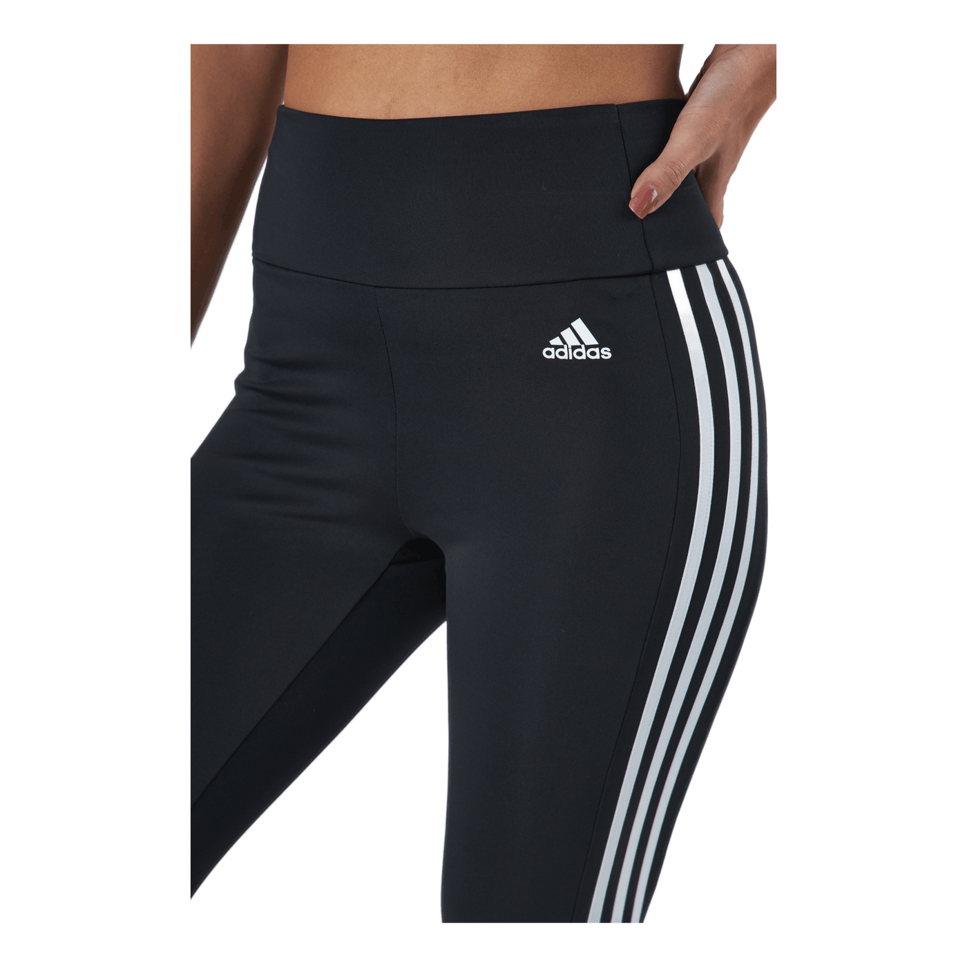 High Rise 3-Stripes 3/4 Sport Tights Black / White