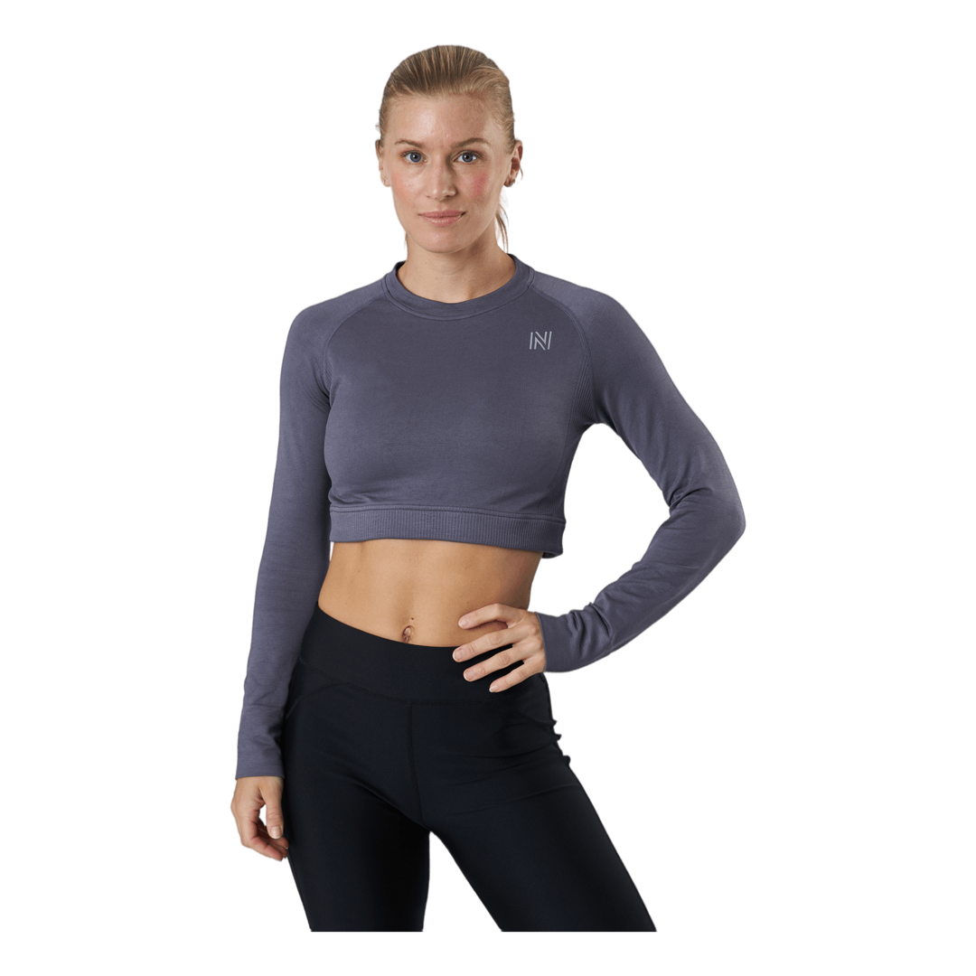 Molly Seamless Ls Crop Top Blue