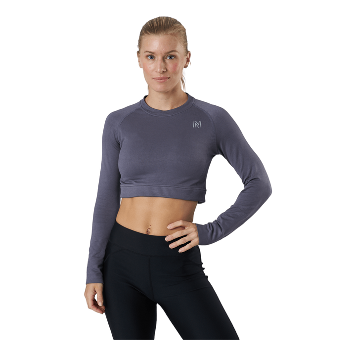 Molly Seamless Ls Crop Top Blue
