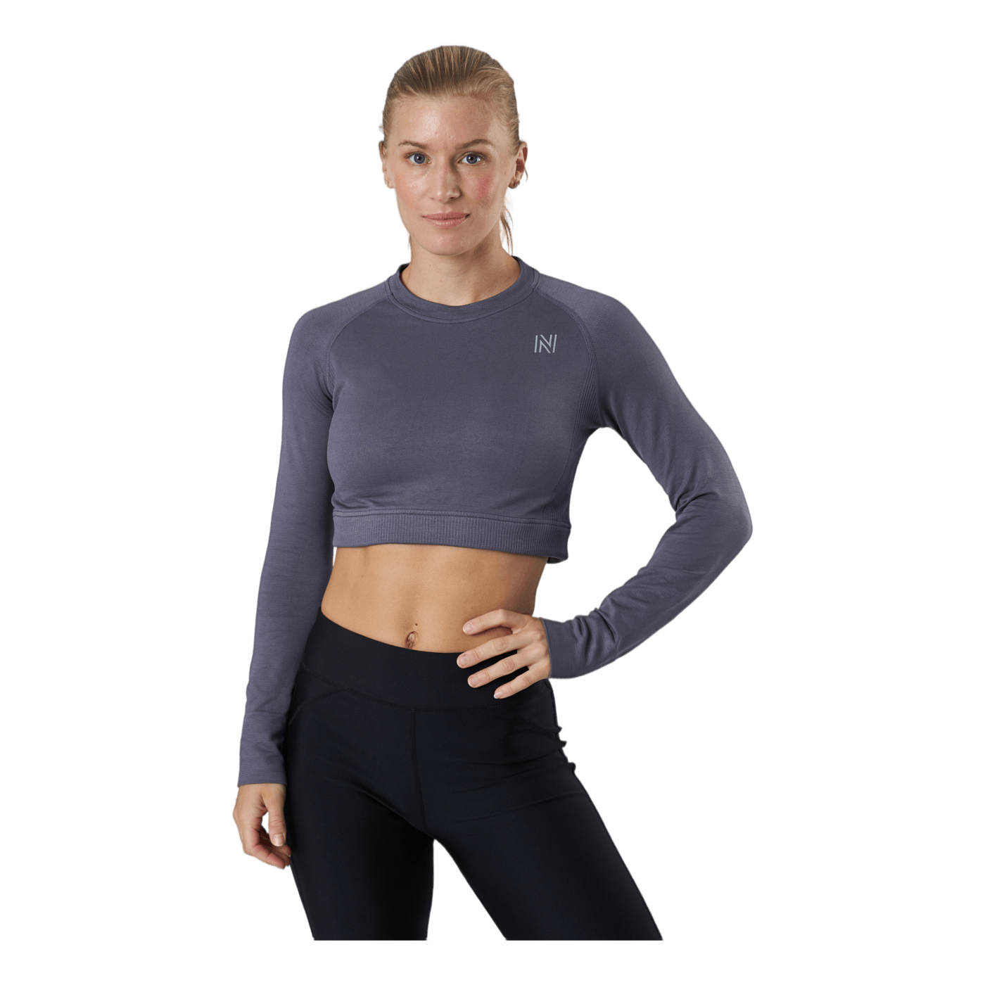 Molly Seamless Ls Crop Top Blue