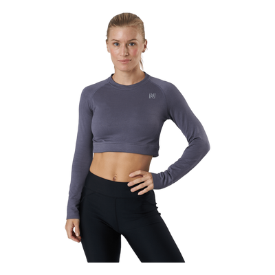 Molly Seamless Ls Crop Top Blue