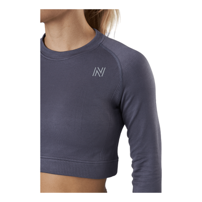 Molly Seamless Ls Crop Top Blue