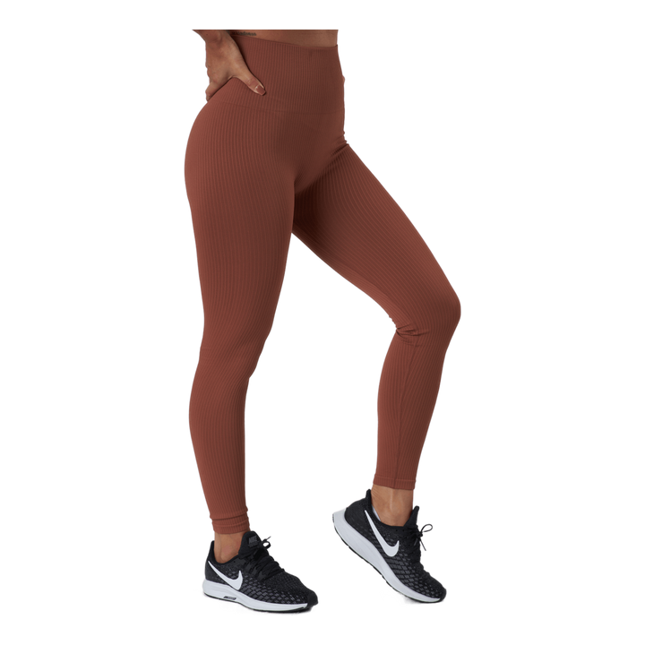Seamless Rib Tights Copper Brown