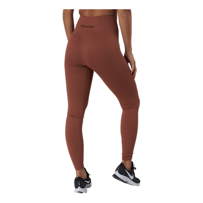 Seamless Rib Tights Copper Brown