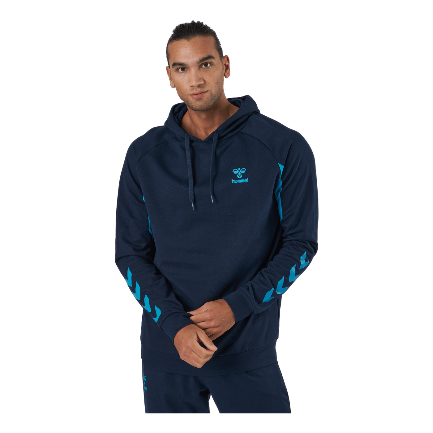 Hmlaction Cotton Hoodie Black Iris/atomic Blue