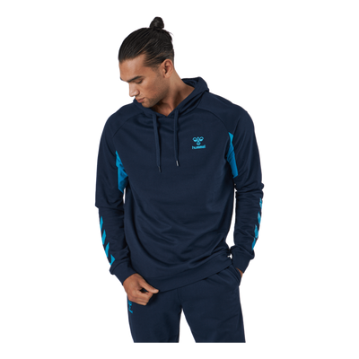 Hmlaction Cotton Hoodie Black Iris/atomic Blue