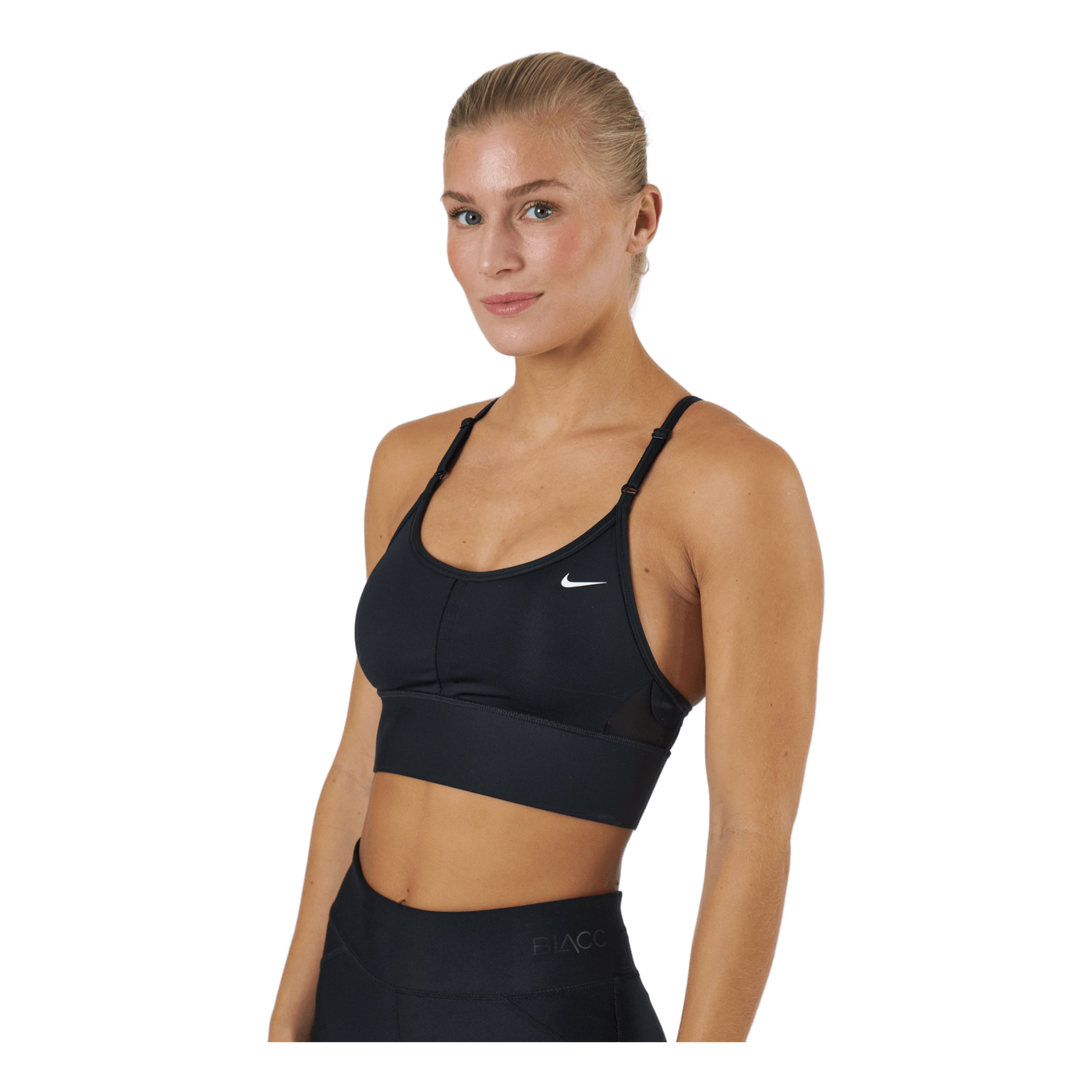 Dri-FIT Indy Women's Light-Support Padded Longline Sports Bra BLACK/WHITE