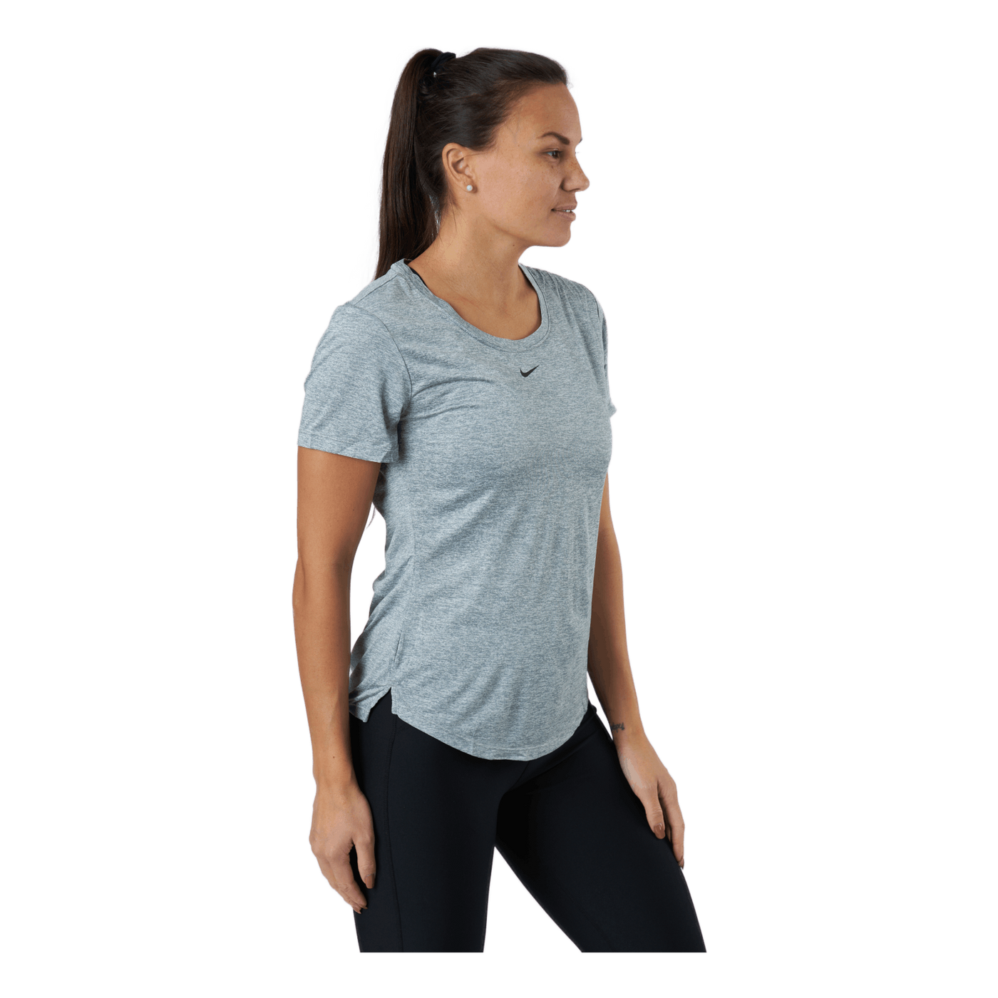 Dri-FIT One Women's Standard Fit Short-Sleeve Top PARTICLE GREY/HTR/BLACK