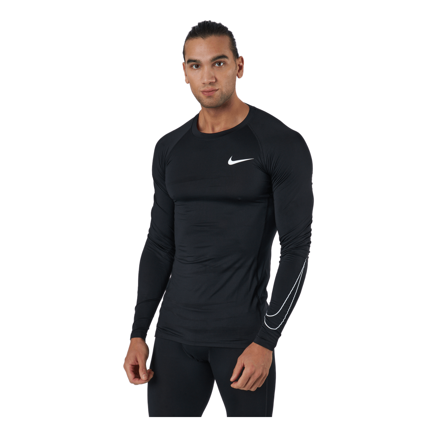 Nike Pro Dri-FIT Men's Tight Fit Long-Sleeve Top BLACK/WHITE